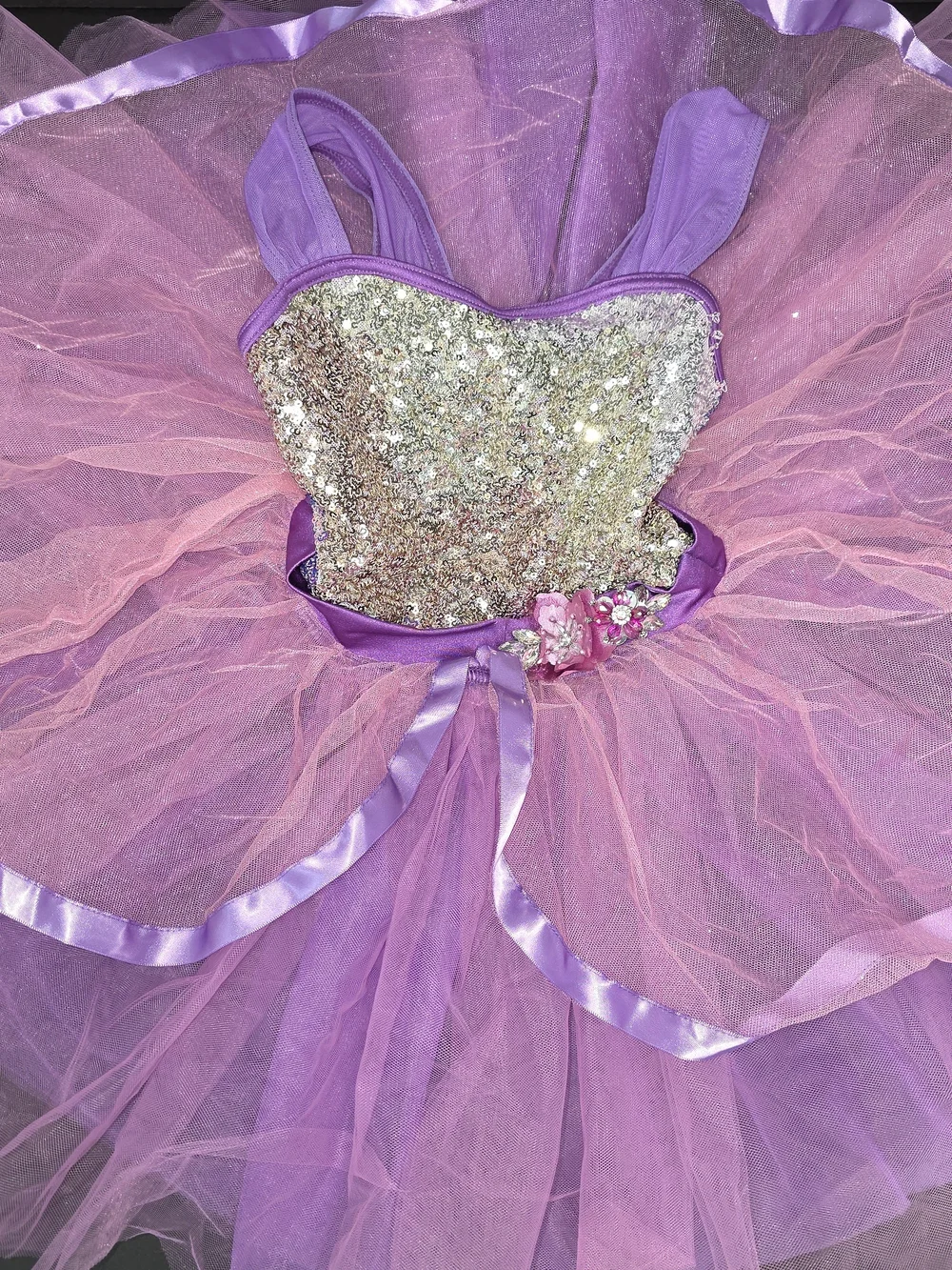 Weissman Keep The Beat 17370 Purple Pink Sequin Tulle Ballet Costume Dance SC*